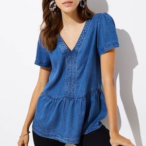 🌿🌿CHAMBRAY PEPLUM TOP 🌿🌿